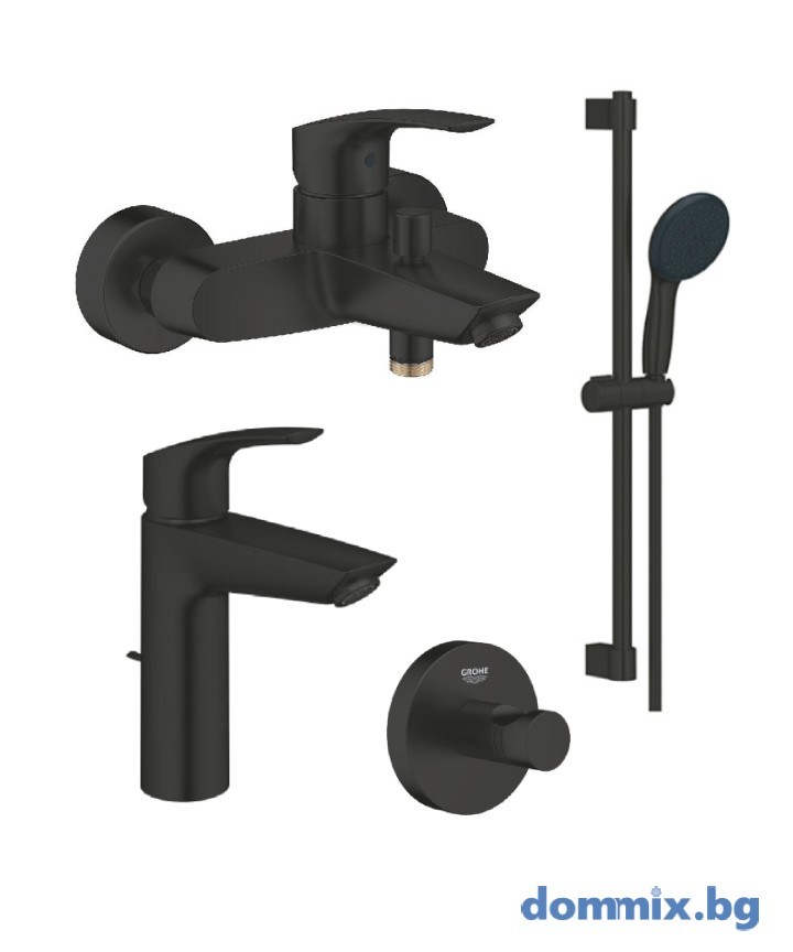 Комплект смесители  Eurosmart + душ Tempesta 110  Grohe Matte Black 