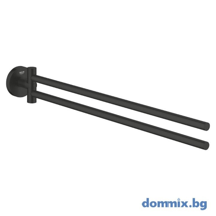 ДВОЕН ПОДВИЖЕН ДЪРЖАЧ ЗА ХАВЛИИ В БАНЯ, ЧЕРЕН МАТ GROHE ESSENTIALS 1024672430