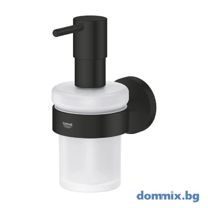 Държач с дозатор за течен сапун, черен мат/matt black GROHE ESSENTIALS 1022572430
