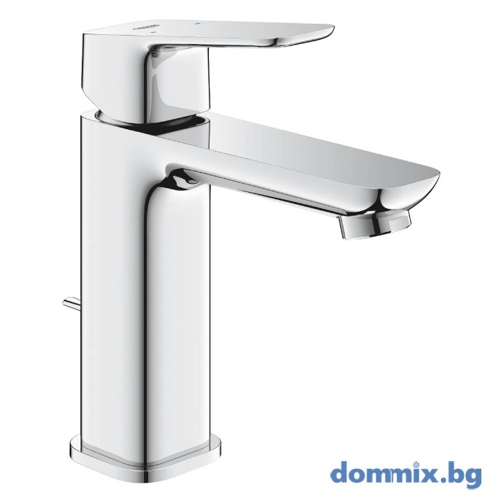 Смесител за мивка М-размер с деб. ограничител 5л/мин. и изпразнител 11/4″, хром Grohe Cubeo 1017490000