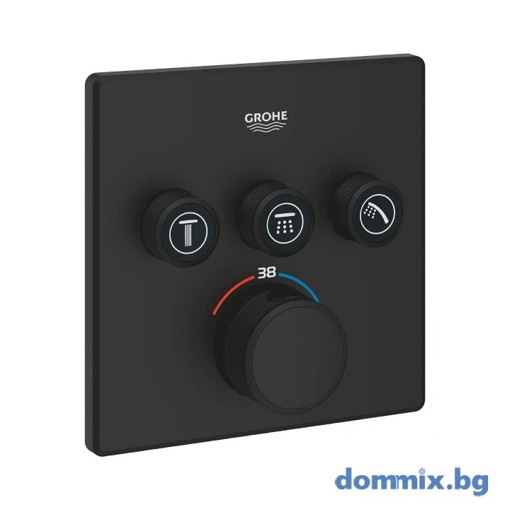 Термостатен смесител за вграждане с 3 функции, черен мат/phantom black GROHE GROHTHERM SMARTCONTROL 102167KF00