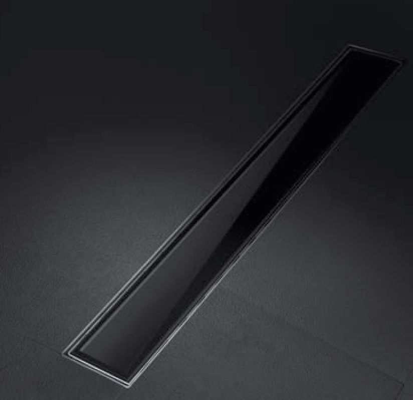ЛИНЕЕН ПОДОВ СТЪКЛЕН СИФОН за баня Glass Line, черно стъкло