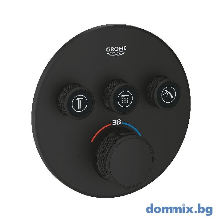ТЕРМОСТАТ ЗА ВГРАЖДАНЕ С 3 ИЗВОДА ЦВЯТ ЧЕРЕН МАТ GROHE GROHTHERM SMARTCONTROL 29508KF0