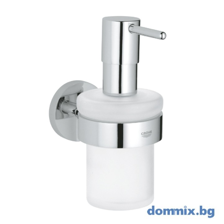 Държач с дозатор за течен сапун, хром/стъкло GROHE ESSENTIALS 40448001