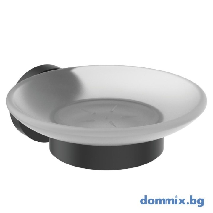 Държач със стъклена сапуниера за баня, черен мат IDEAL STANDARD IOM A9122XG