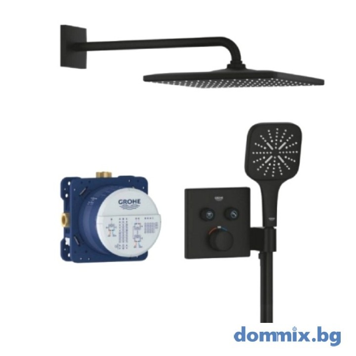Комплект Grohe 34865KF0 Grohtherm SmartControl Phantom Black Душ система за вграждане с термостатен смесител, черен мат
