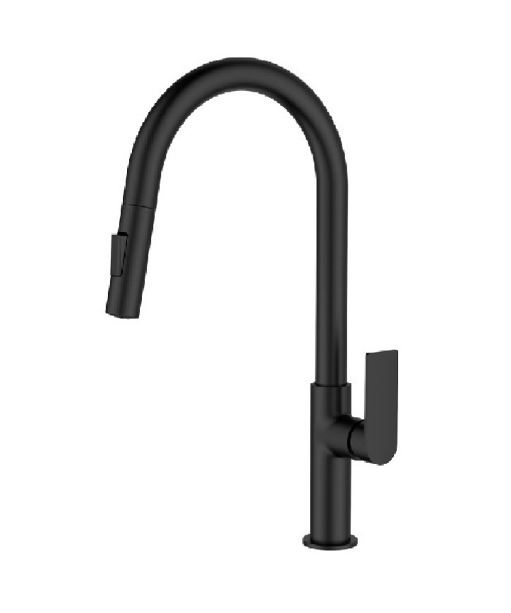 AQG Alpha 05SOA510NG стоящ смесител за кухня черен мат с изтеглящ се чучур 