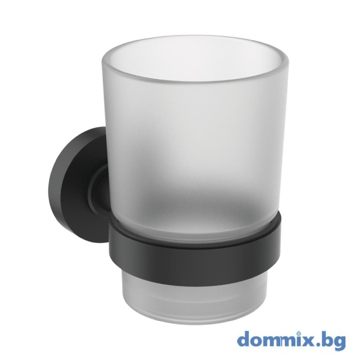 Държач със стъклена чаша за баня, черен IDEAL STANDARD IOM A9120XG