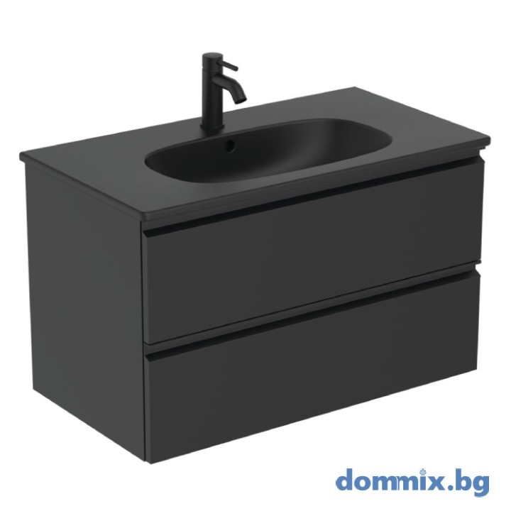 Шкаф с мивка 600х440х490мм с 2 чекмеджета, черен мат IDEAL STANDARD TESI T0050ZT/T3510V3
