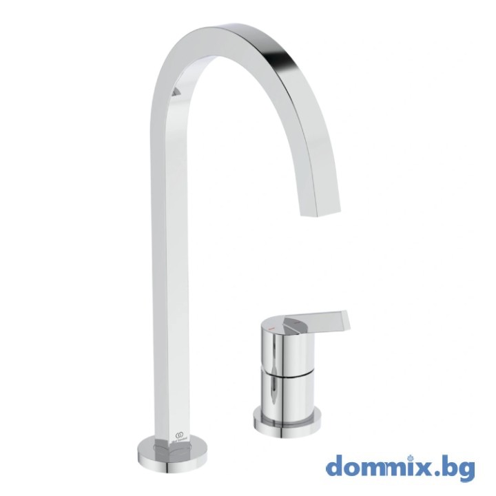 Смесител за кухня 2-дупков с висок подвижен R чучур 360*, хром IDEAL STANDARD GUSTO BD423AA