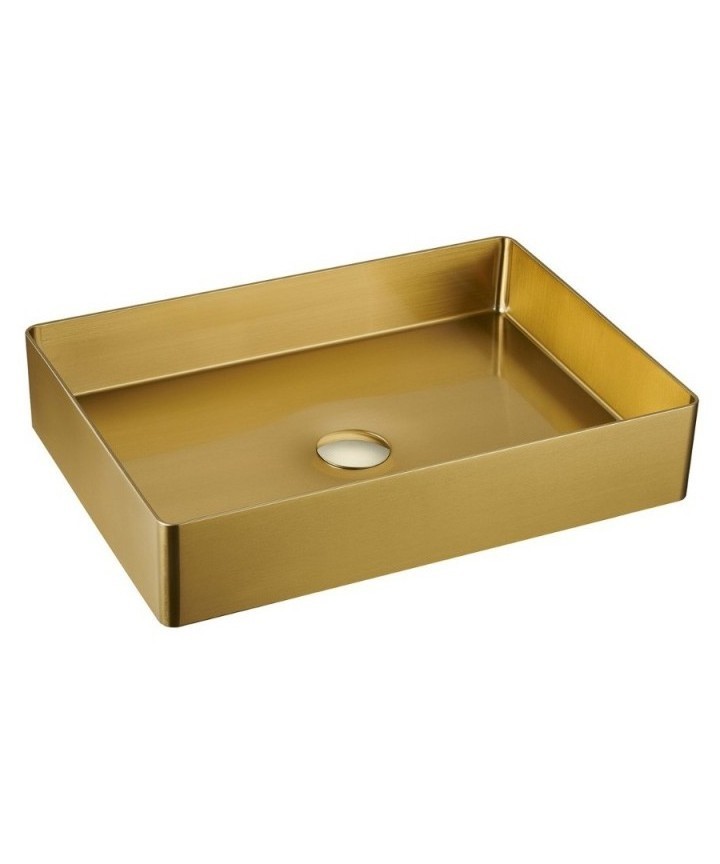 Правоъгълен умивалник от неръждаема стомана, 55x38x10cm, златен Karag Saturn Gold  BB9812-BG