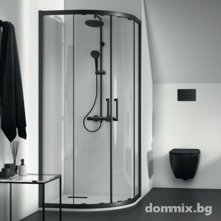 IDEAL STANDARD CONNECT 2 K9250V3 Овална душ кабина 800х800х1955мм, черен мат профили 