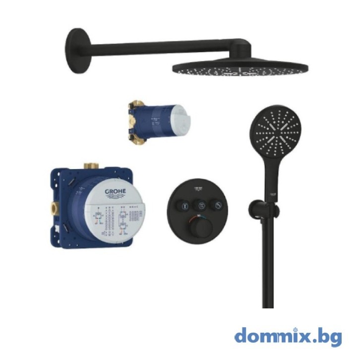 ДУШ СИСТЕМА ЗА ВГРАЖДАНЕ, ЧЕРЕН МАТ GROHE GRT SMARTCONTROL RAINSHOWER SMARTACTIVE 310 34863KF0