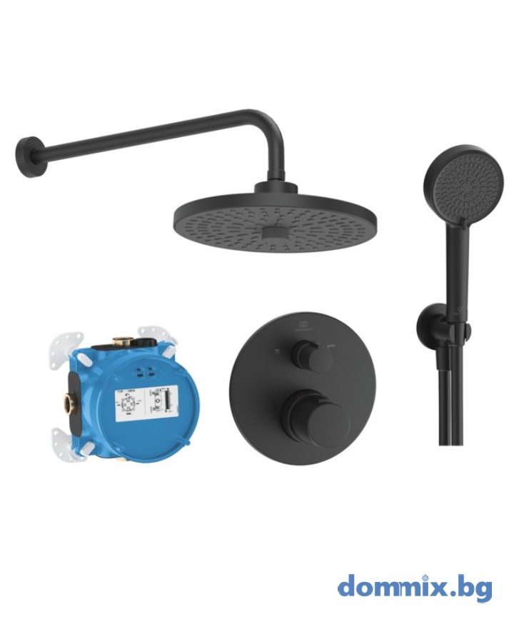 Душ комплект за вграждане Ceratherm T100 Alu+, черен мат Ideal Standard