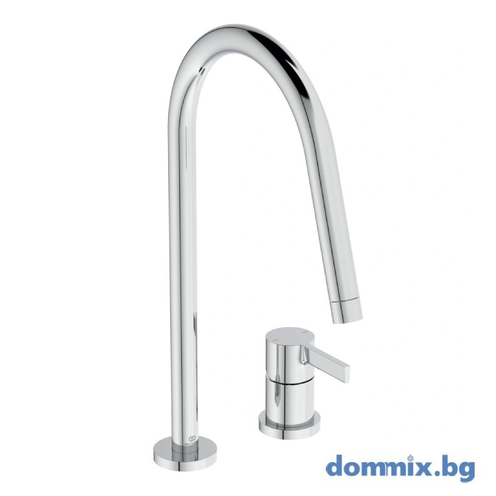 Смесител за кухня 2-дупков с висок подвижен R чучур 360*, хром IDEAL STANDARD GUSTO BD422AA