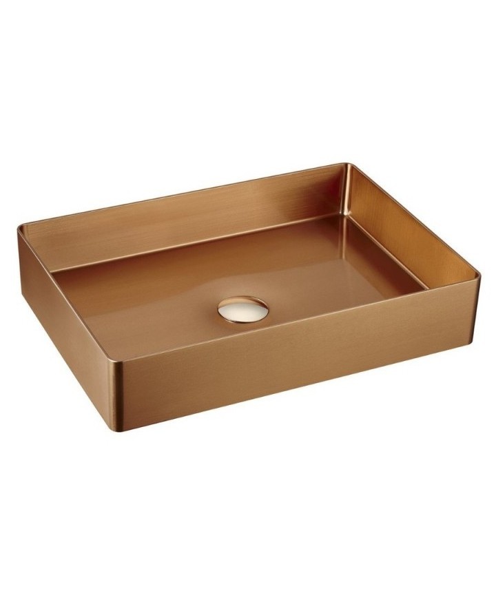 Правоъгълен умивалник от неръждаема стомана, 55x38x10cm, златен Karag Saturn Rose Gold BB9812-BRG