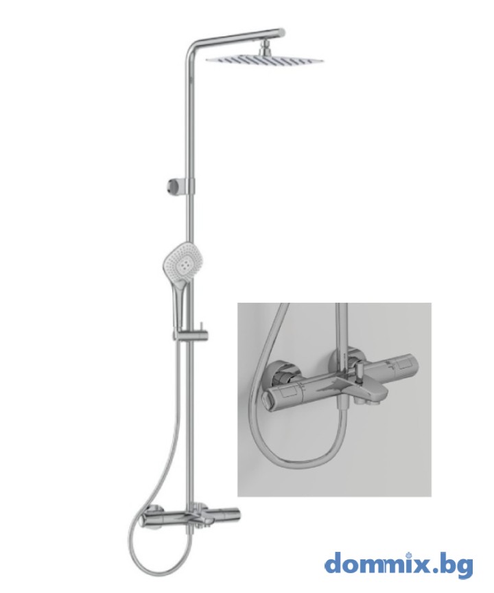 Душ система с термостатен смесител за вана/душ , хром IDEAL STANDARD CERATHERM T100 A7591AA