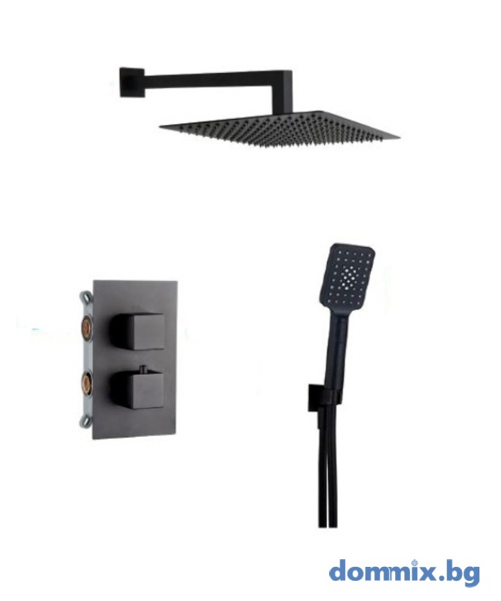 AQGВГРАДЕНА ДУШ СИСТЕМА С ТЕРМОСТАТ QUTEC MATT BLACK 19QUTEC22805